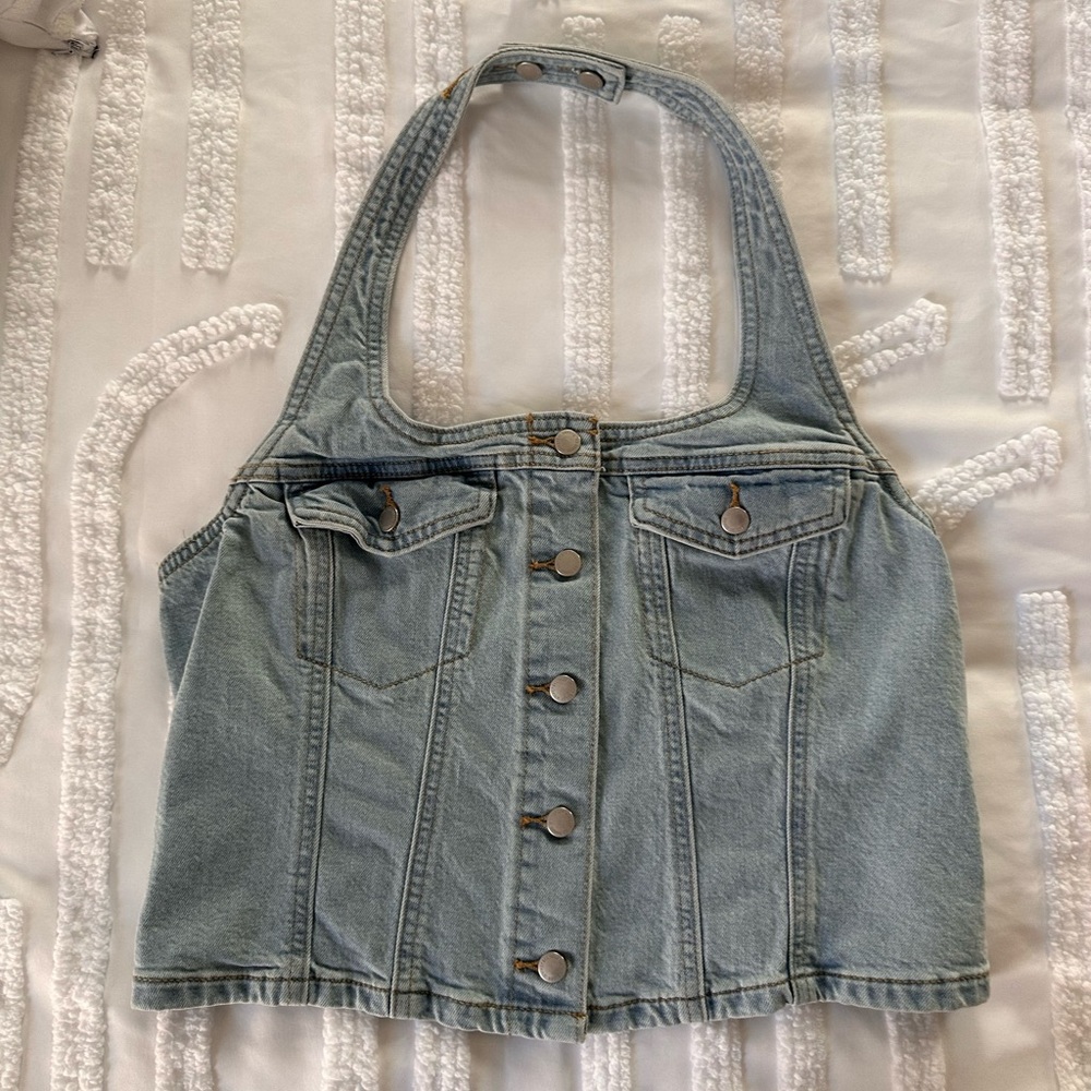 Universal Thread Light Blue Denim Top Size Large - Picture 2 of 5